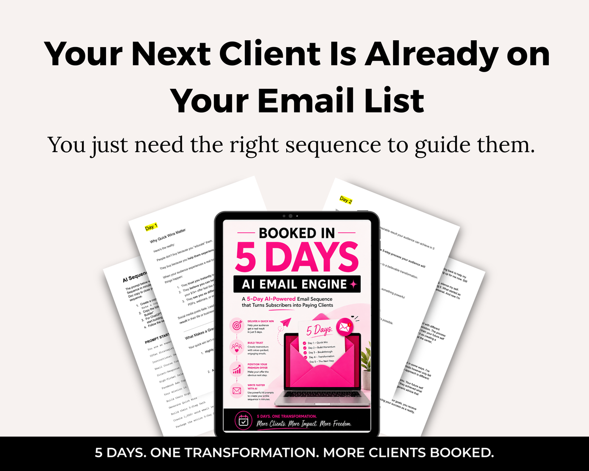 Booked in 5 Days AI Client Booking Emails