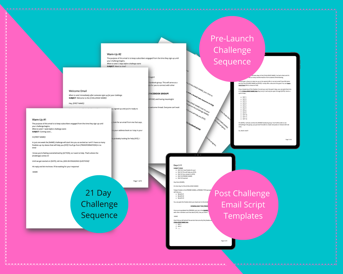 21-Day Challenge Pack in Canva | Irresistible Online Challenge | Email Sequences | Canva Sales Pages