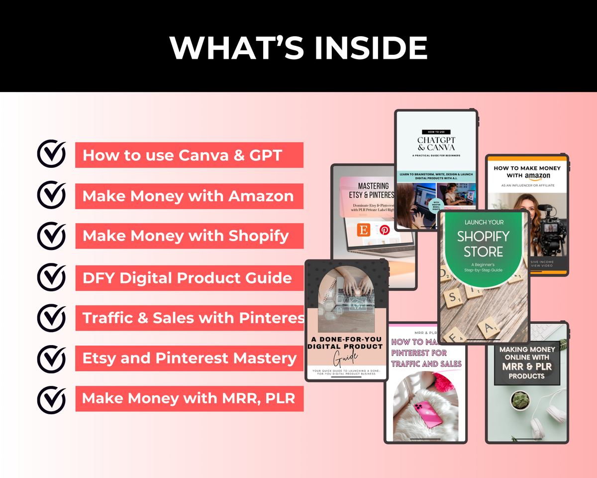 Digital Products Income Bundle of 7 Editable Ebooks in Canva with PLR Rights