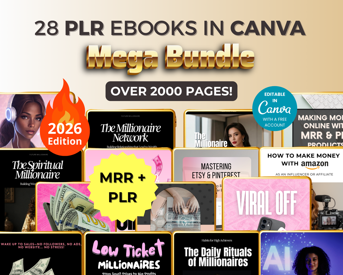 Mega Bundle of 28 PLR Ebooks in Canva