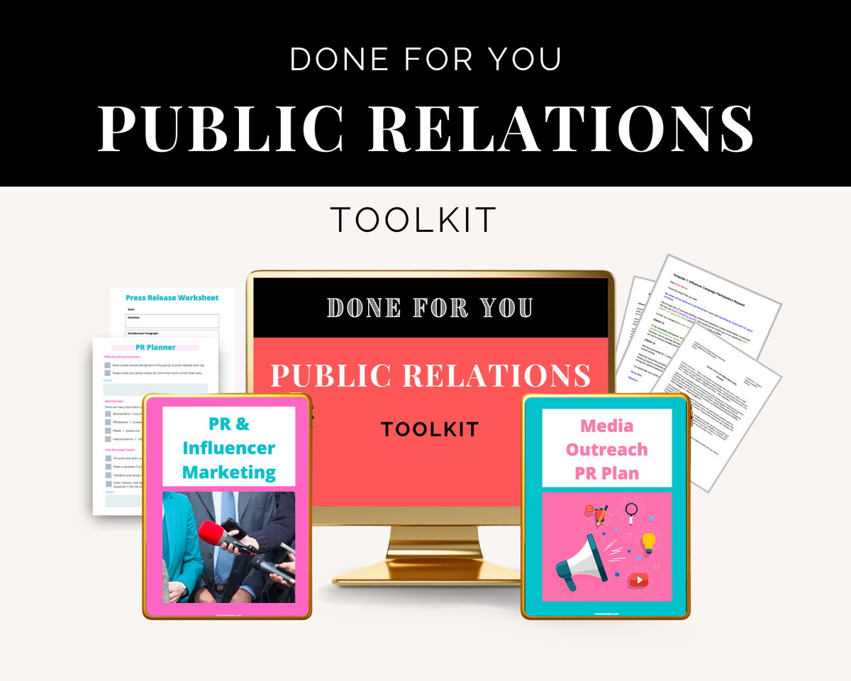 Public Relations Workbook | Influencer Marketing Workbook | Media Outreach PR Planner