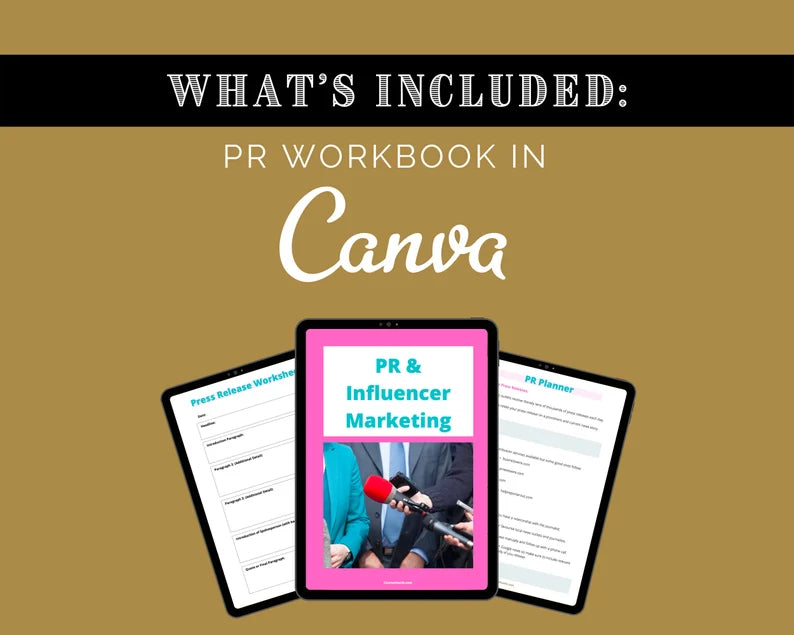 Public Relations Workbook | Influencer Marketing Workbook | Media Outreach PR Planner